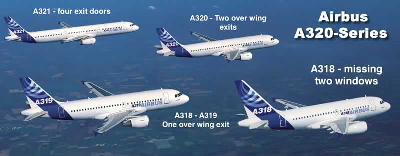 Spotting guide for the Airbus narrow body series of jetliners, including the A318, A319, A320 and A321