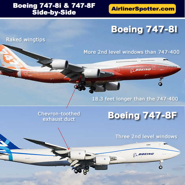 Sspotting guide comparing the Boeing 747-8I with the 747-8F