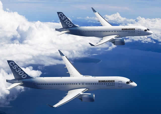 Airbus A220-100 (top) and A220-300 (bottom) prototypes in Bombardier markings