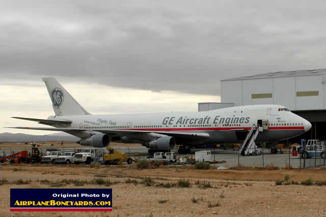 Boeing 747 (F-GSKY) parked at the Phoenix Goodyear Airport in Arizona