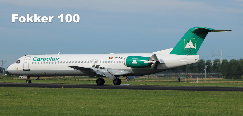 Fokker 100 of Carpatair, Registration YR-FZA